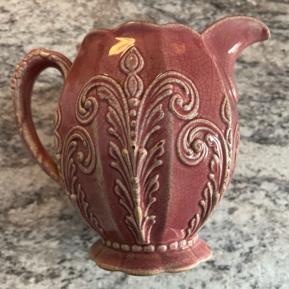 Elegant Vintage Pink Ceramic Pitcher  Call outs  - See Photos